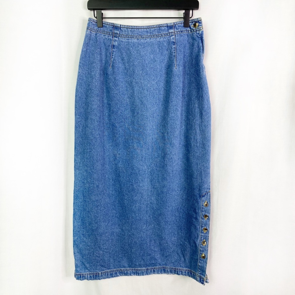 Vintage 90’s Maxi Long Denim Side Slit Skirt 10